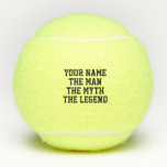 L'homme mythe légende balles de tennis jeu cadeau<br><div class="desc">Le mythe de l'homme légende des balles de tennis ensemble cadeau pour lui. Boules de tennis jaunes personnalisées avec nom. Personnalisable avec nom, citation ou monogramme. Conception de devis amusante avec typographie à grande lettre. Idée cadeau d'anniversaire mignonne pour joueur de tennis, entraîneur sportif, père, mari, formateur, père, mari, patron,...</div>