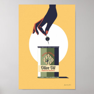 L'huile d'olive peut rétro cuisine poster vintage