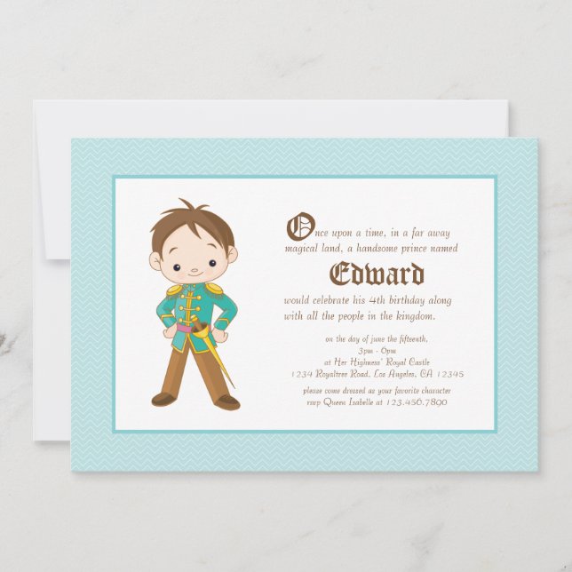 Li-l Brunette Prince Royal Invitation d'anniversai (Devant)