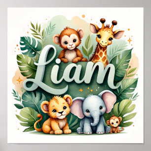 Liam Décoration de Pépinière en Safari sur Toile