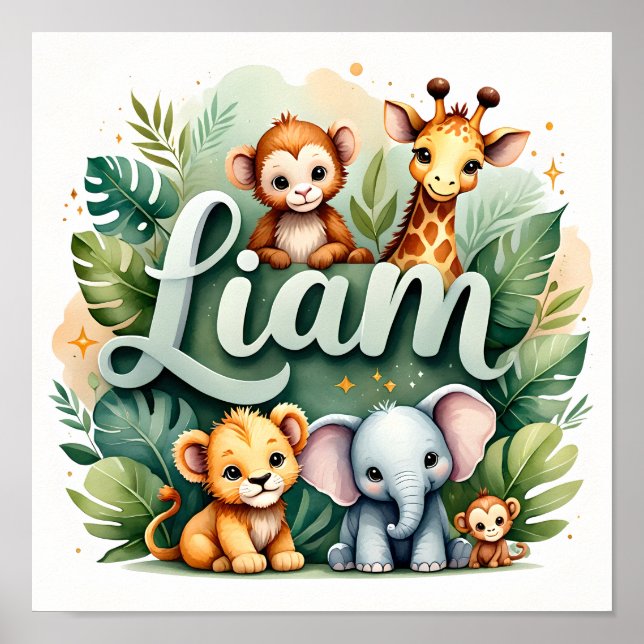 Liam décoration murale pour la nurserie Safari (Devant)