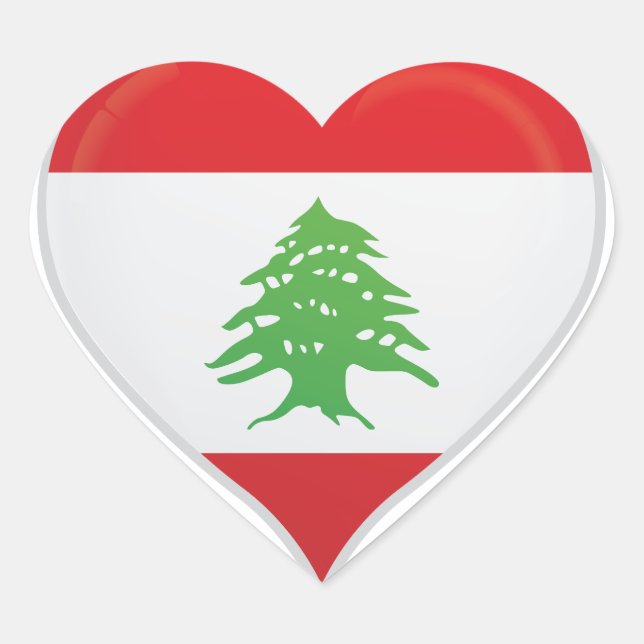 Liban amour drapeau orgueil autocollant coeur (Devant)