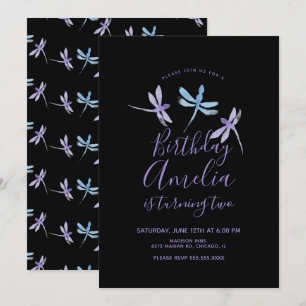 Libellule Aquarelle Fête d'anniversaire Violet Noi