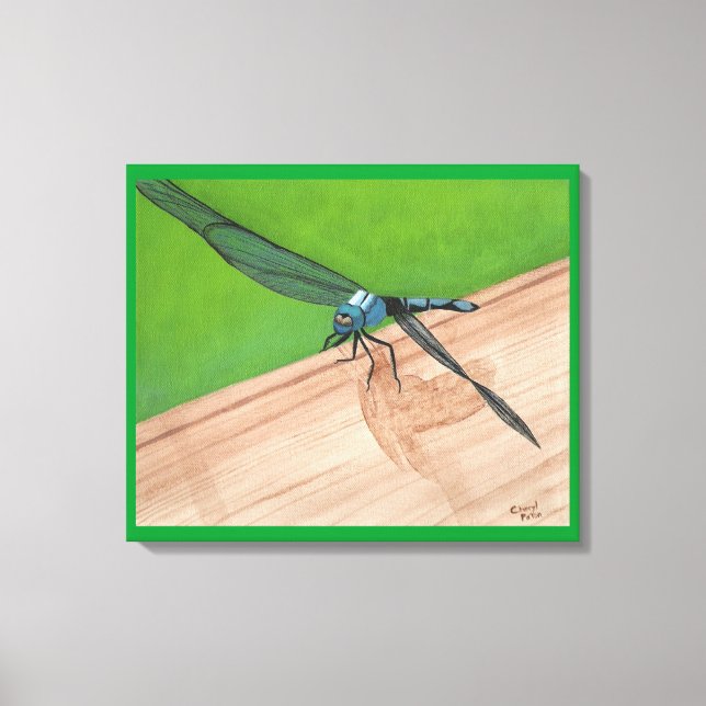 Libellule bleue sur une toile enroulée autour d'un (Recto)