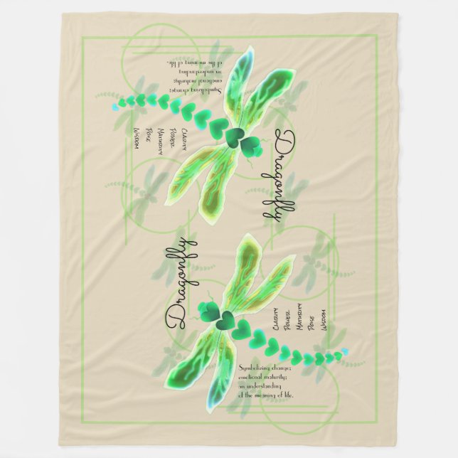 libellule | Couverture de grande polaire kaki (Devant)