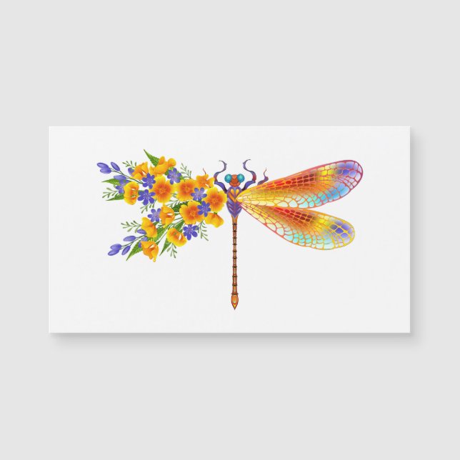 libellule de fleurs jaunes (Devant)