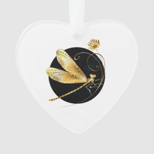 libellule d'or en cercle noir