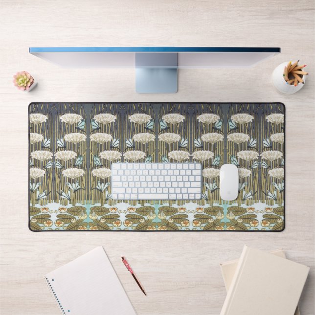Libellule et Lys Vert Sauge Vintage Art (Bureau 1)