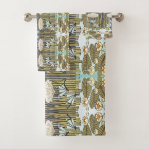 Libellule et Lys Vert Sauge Vintage Art