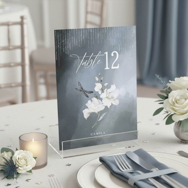 Libellule Floral Sweet 16 Bleu Numéro de Table ID1 (Créateur téléchargé)
