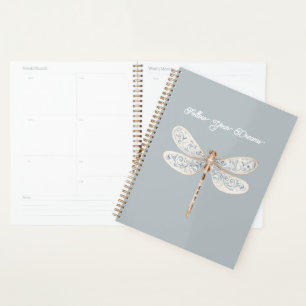 Libellule grise bleue bronze blanc