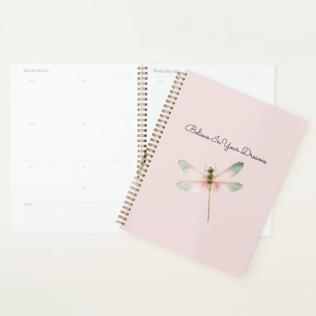 Libellule rose blanche menthe (Devant avec enveloppe)