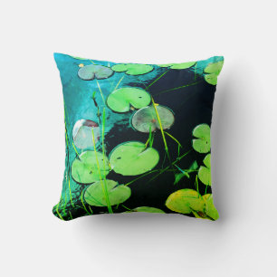 libellule turquoise bleue et verte, coussin noir