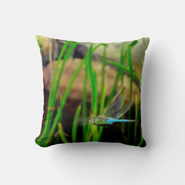 libellule verte et turquoise, coussin lillypond (Recto)