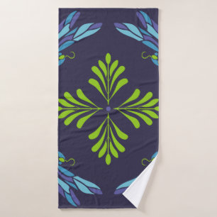 libellule verte motif vintage sur dossier foncé