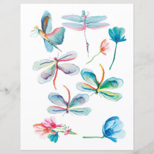 Libellules à l'aquarelle à découper et à coller