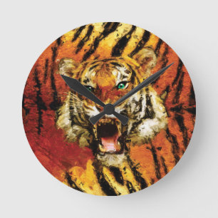 Libère-moi, horloge ronde tigre