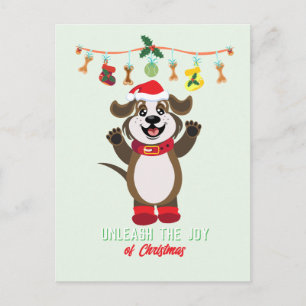 Libérez la joie de Noël Chien Carte postale