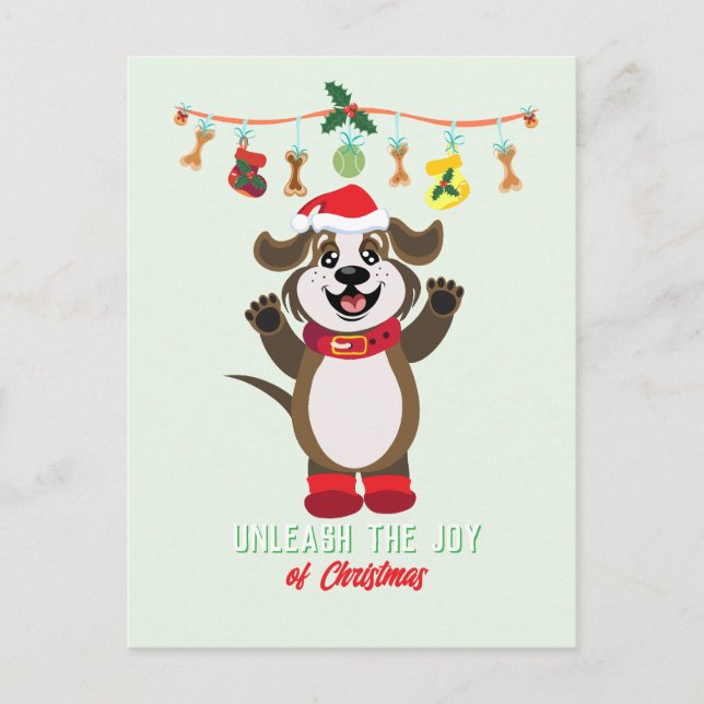 Libérez la joie de Noël Chien Carte postale (Devant)