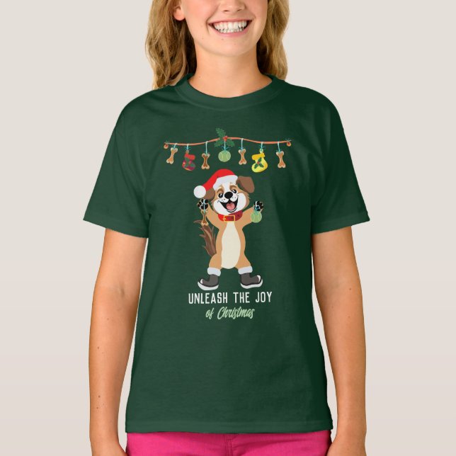 Libérez la joie de Noël Chien T-Shirt (Devant)