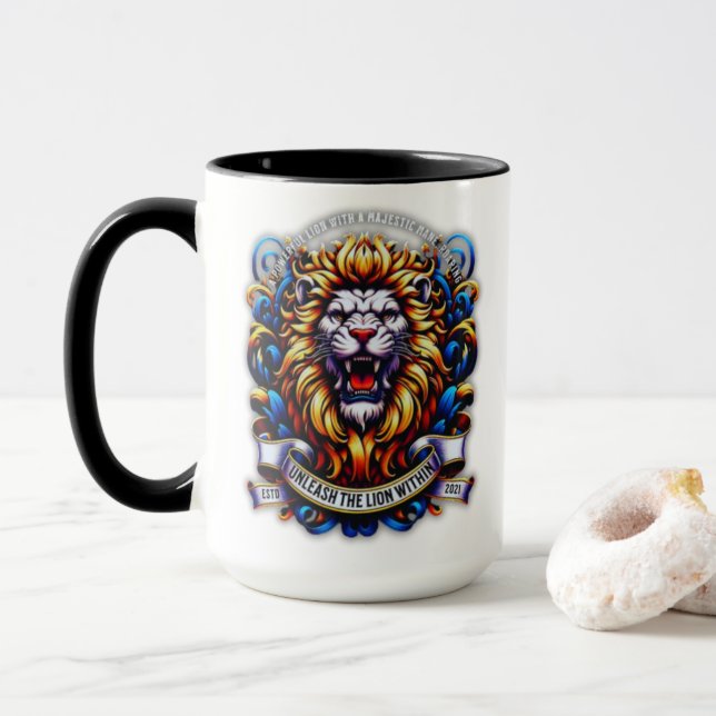 Libérez le lion à l'intérieur - Mug de lion rugiss (Avec donut)