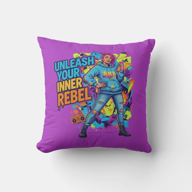 Libérez Votre Rebelle Intérieur - Coussin de Jet (Recto)
