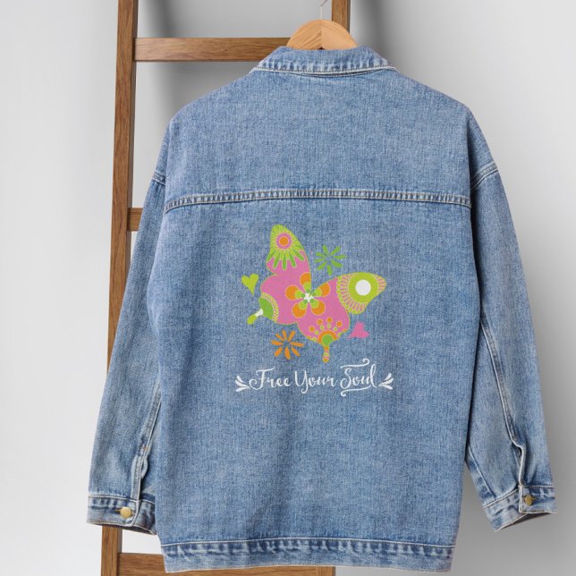 Libérez Votre Veste Soul Vivid Papillon Denim (Créateur téléchargé)