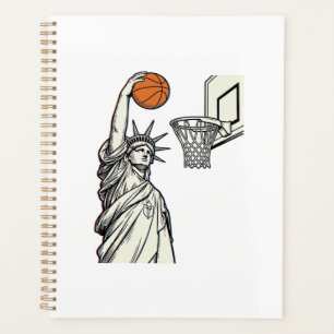 Liberté Basketball Dunk Dessin de Gravure Vintage_