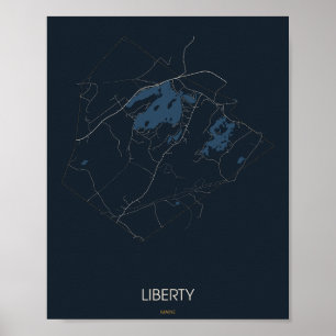 Liberté, carte de rue de Maine Poster (Nuit) –