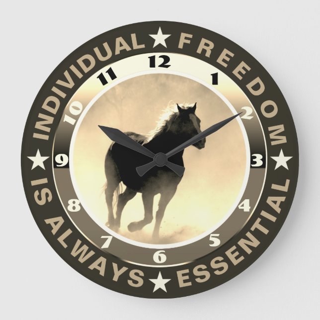 Liberté (cheval) Acrylique Horloge murale (Recto)