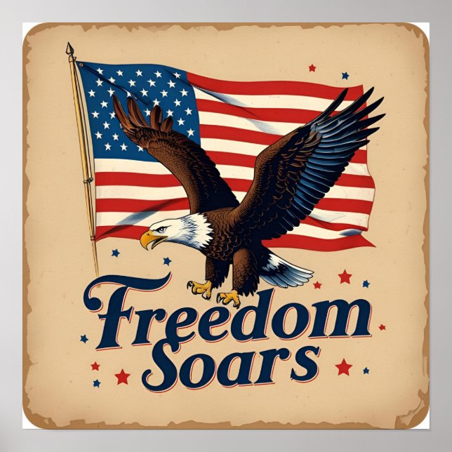 Liberté explose le 4 juillet Eagle Poster Imprimer (Devant)
