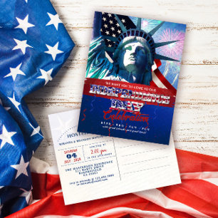 Liberté Feux d'Artifice Patriotiques Invitation BB