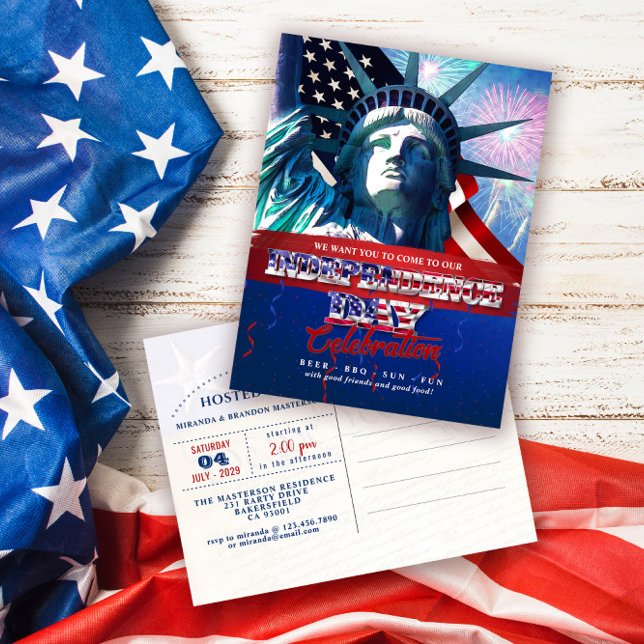 Liberté Feux d'Artifice Patriotiques Invitation BB (Créateur téléchargé)