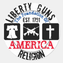 Liberty Guns Religion Sticker rond
