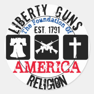 Liberty Guns Religion Sticker rond