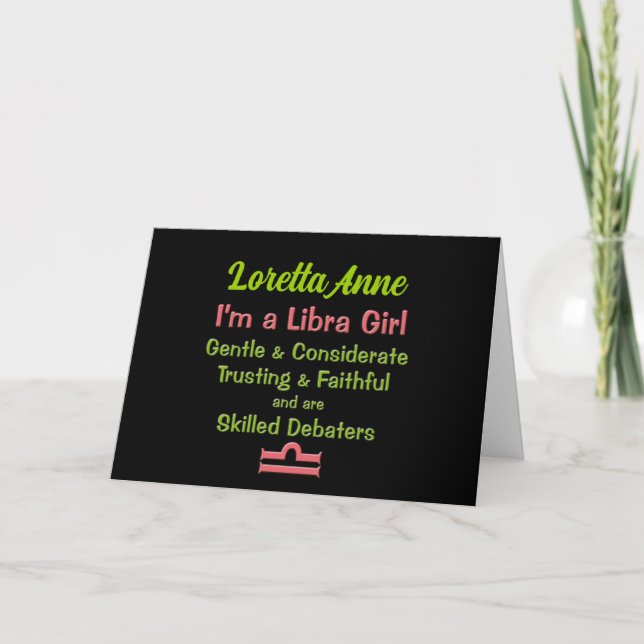 Libra Girl Pink Green and Black Blank (Devant)