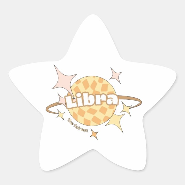 libra rétro planète horoscope autocollant (Devant)