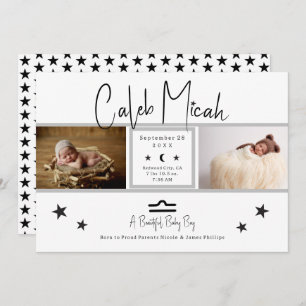 Libra Stars Photo Baby Faire-part de naissance