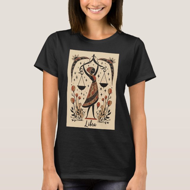 Libra - T-shirt Céleste Zodiaque Art (Devant)