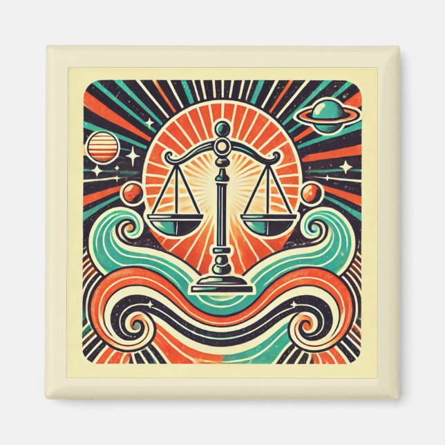 Libra Zodiac Magnet Retro Design (Devant)