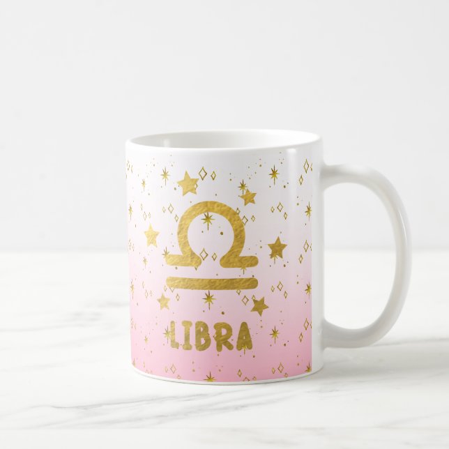 Libra Zodiac Mug d'astrologie bleu et or (Droite)