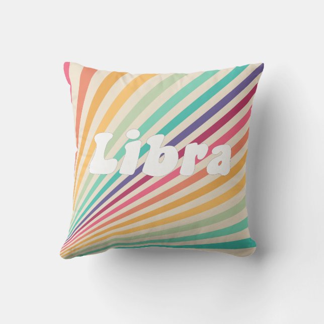 Libra Zodiac Retro Arc-en-ciel Astrologie Coussin  (Verso)