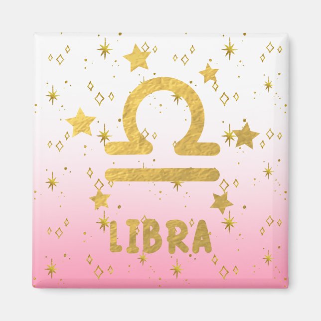 Libra Zodiac rose et or aimant (Devant)