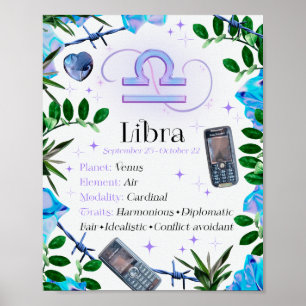 Libra Zodiac Star Sign Y2K Blanc 4:5 Poster