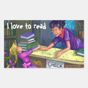 Library Check Out Art, j'aime lire des autocollant