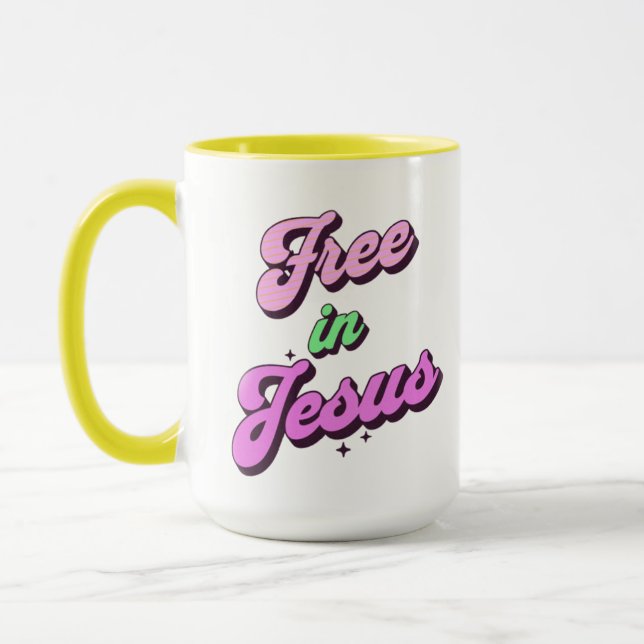 Libre En Jésus Style Rétro Inspiration Mug (Gauche)