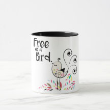 Libre mignon comme tasse de café d'oiseau
