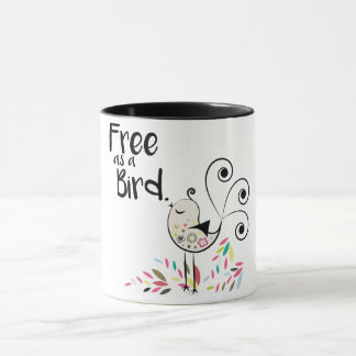 Libre mignon comme tasse de café d'oiseau