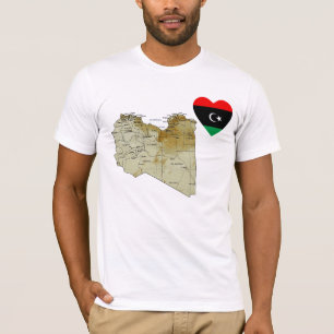 Libye Drapeau Coeur et carte T-shirt