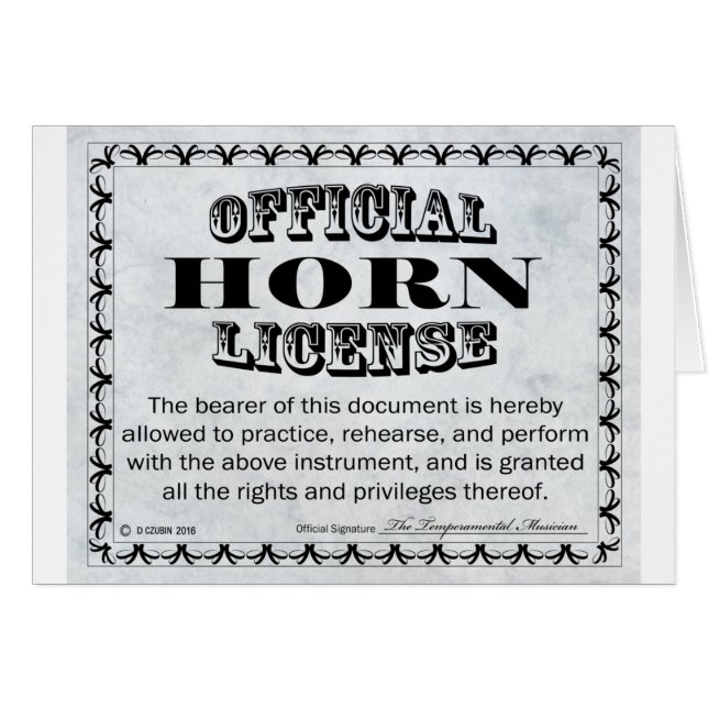 Licence de corne (Devant horizontal)